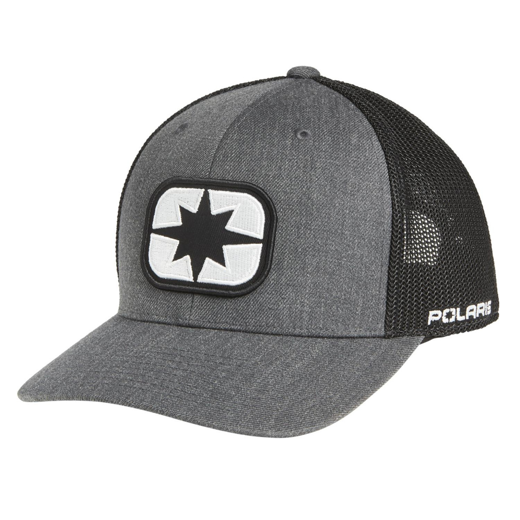 POLARIS Ellipse Patch Trucker Hat, Gray/Black