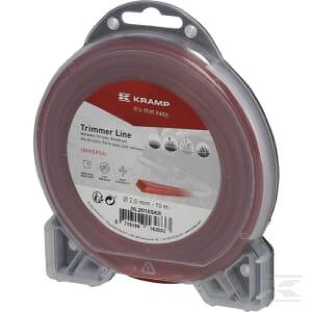 KRAMP Trimmertråd Ø 2mm 15m firkantet rød