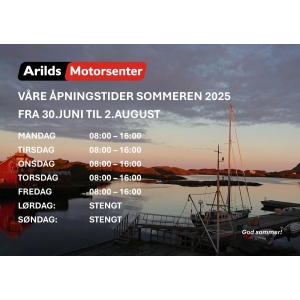 ÅPNINGSTIDER SOMMEREN 2025