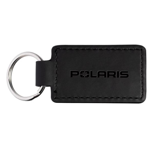 POLARIS Nøkkelring i skinn, sort med logo