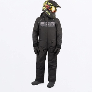 FXR Child Recruit Monosuit, Color: Black/Fuchsia Fade, Size: 6