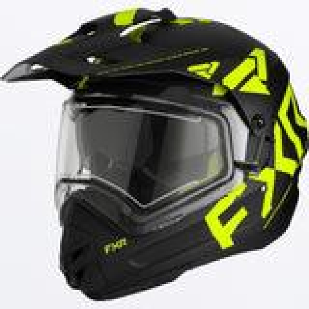 FXR Torque X Team Hjelm m/ E visir & Solskjerm, Color: Blk/HiVis, Size: S